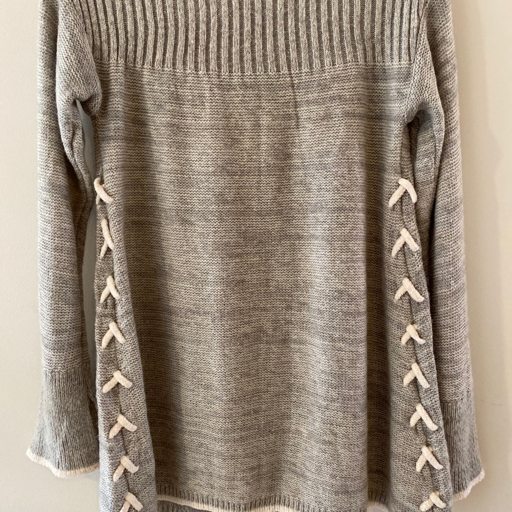 Knox Rose Gray Lace-Up Side Tunic Sweater Soft Knit XS - Picture 5 of 8